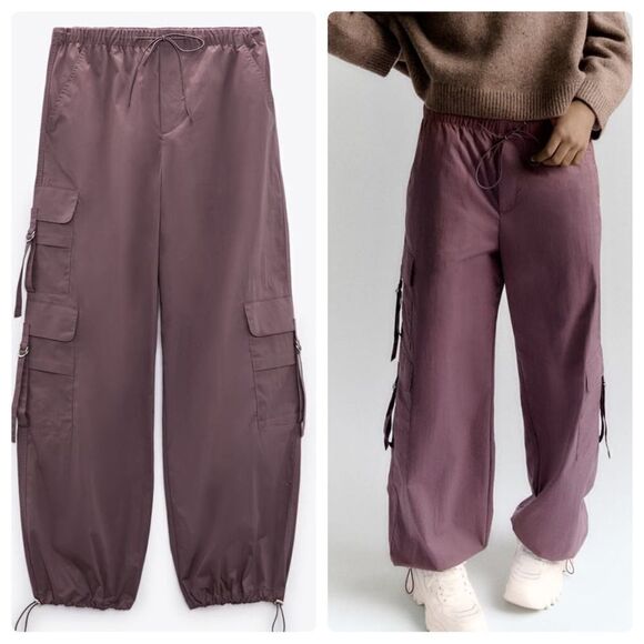Zara Cargo Parachute Pants New - Picture 1 of 10